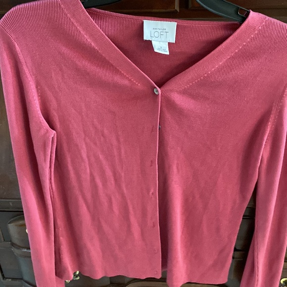 Ann Taylor Loft 100% silk knit cardigan button down jacket size S - Picture 9 of 12